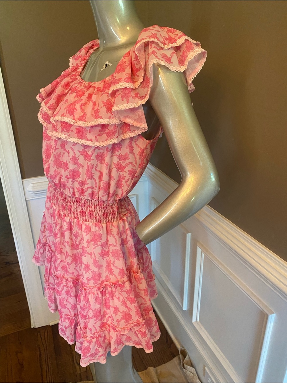 NWT Allison New York August Mini Dress Pink Floral size S - Picture 4 of 6